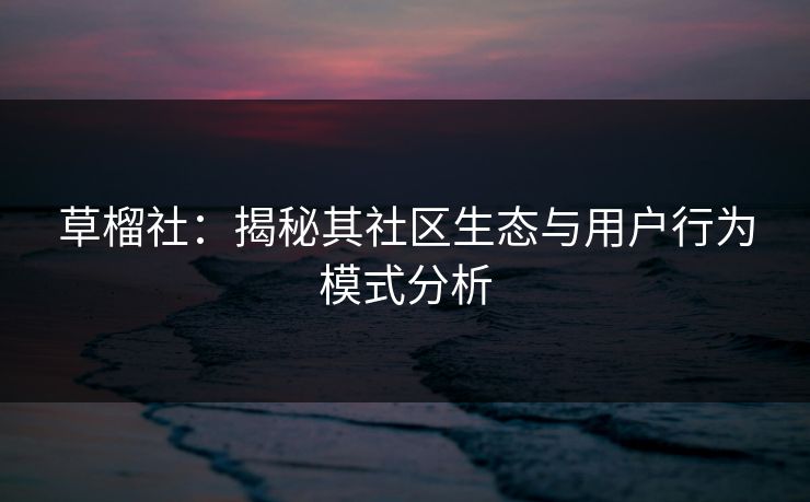 草榴社：揭秘其社区生态与用户行为模式分析