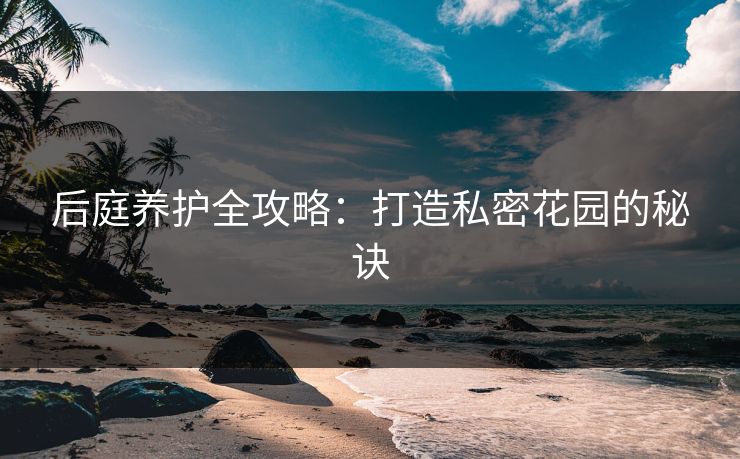 后庭养护全攻略：打造私密花园的秘诀  第1张